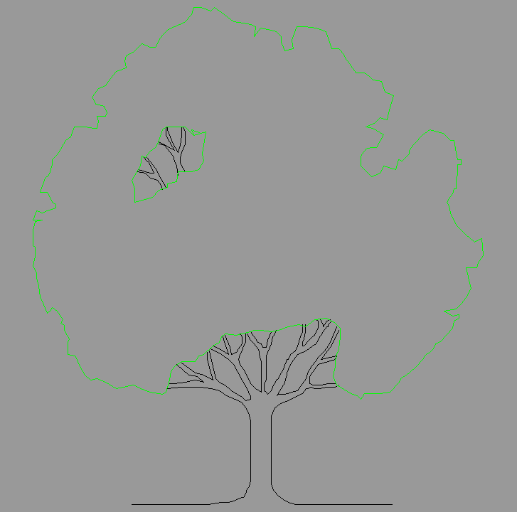 Bloque Autocad Vista de Árbol Color 02 en Alzado
